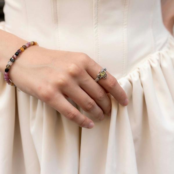 Spero London Fine Large Multicolor Tourmaline Sterling Silver Bracelet