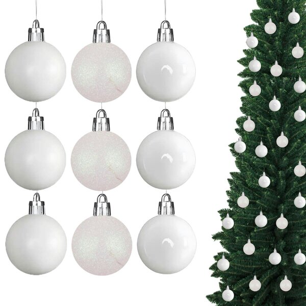 Shatchi 5cm White PVC Christmas Baubles, Pack Size Options for Festive Tree and Seasonal Displays - 9 Pack - PVC - White