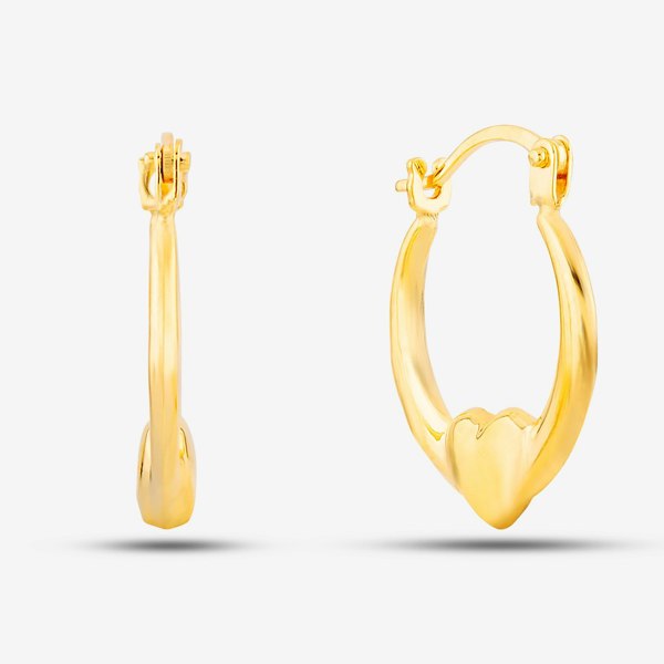 T. H. Baker 9ct Yellow Gold 12mm Heart Creole Earrings UER129Y