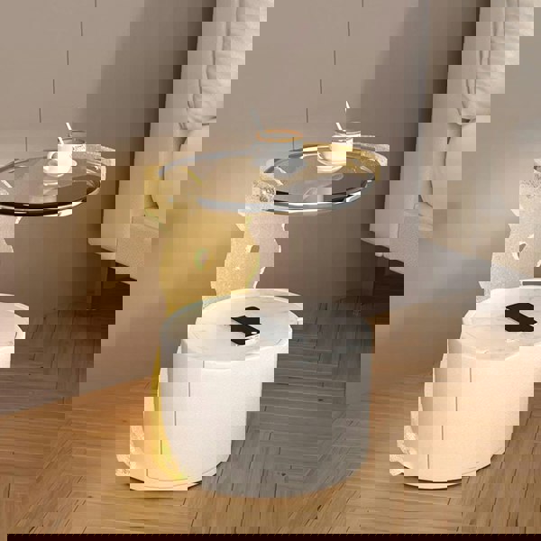 Rit Concept Hutton Round Bedside Table With Storage & Light Strip