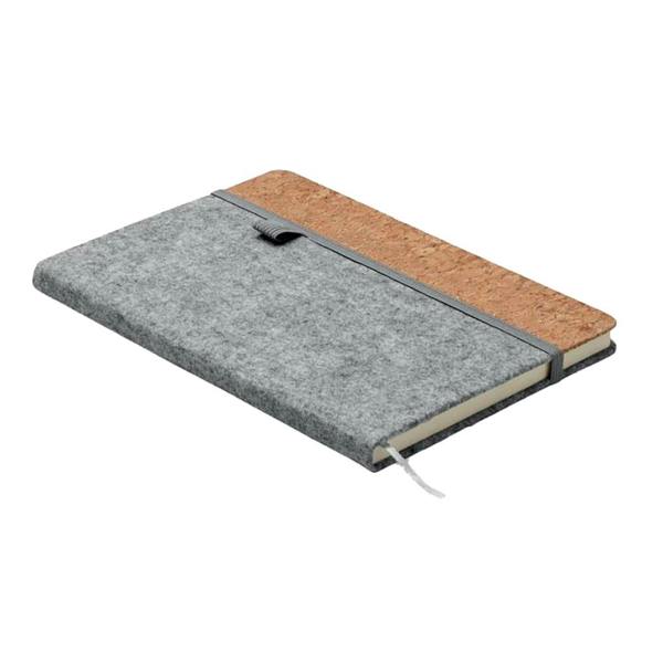 MidOcean Corkbook RPET A5 Notebook - Grey - 
