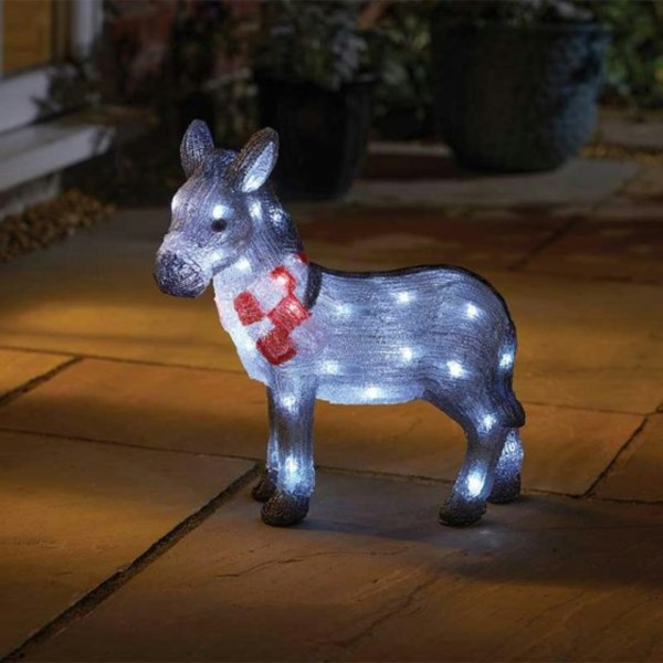 Samuel Alexander 34cm Battery Operated LED Light up Acrylic Christmas Donkey Decoration