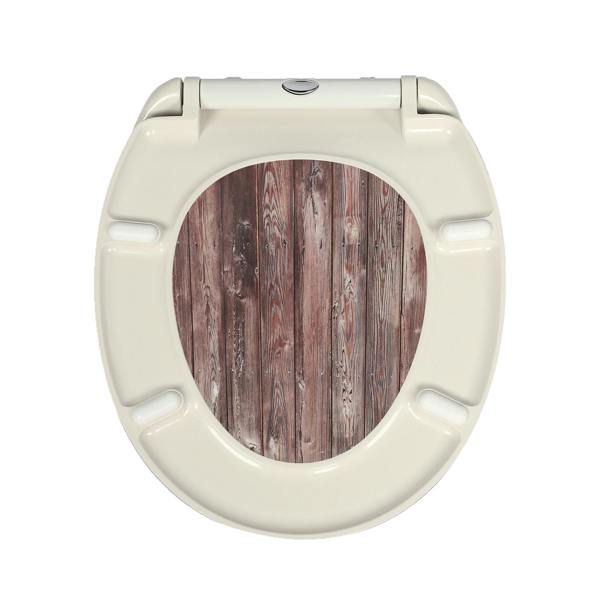 RTS Wood Plank Thermoplastic Top Fix Soft Close Quick Release Toilet Seat