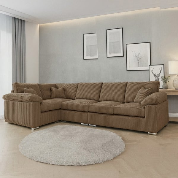 Furnishings For Less Delta Full Jumbo Cord 5 Seater L Shaped Corner Sofa