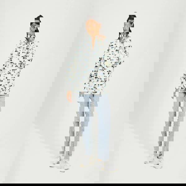 Brave Soul Cream Floral Print Zip Through Sherpa Fleece With Matching Scrunchie - Cream Image 3