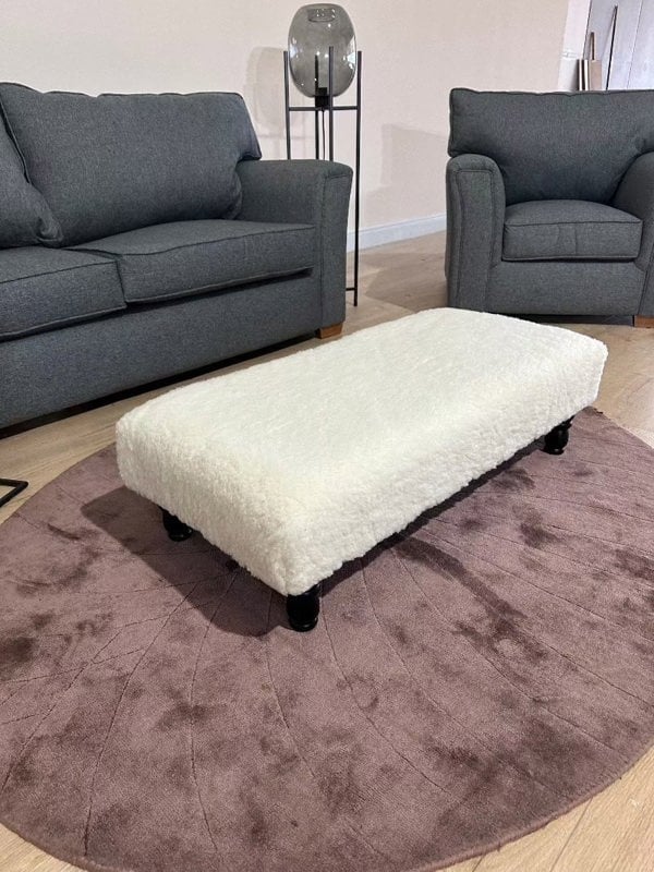 cuddle fabric off white Handmade footstool