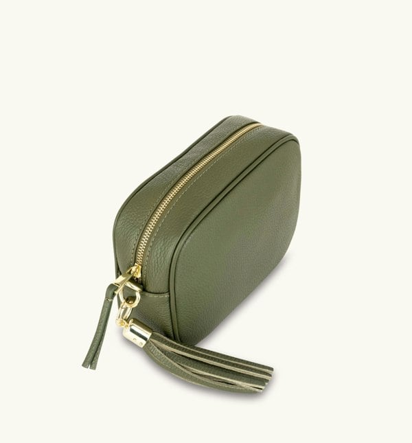 Apatchy London The Tassel Leather Crossbody Bag - Olive Green