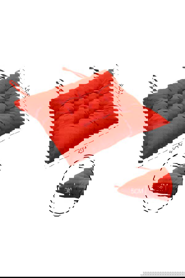 Living and Home 4Pcs Red Soft Seat Pads with Ties for Dining Chairs Desk Chair