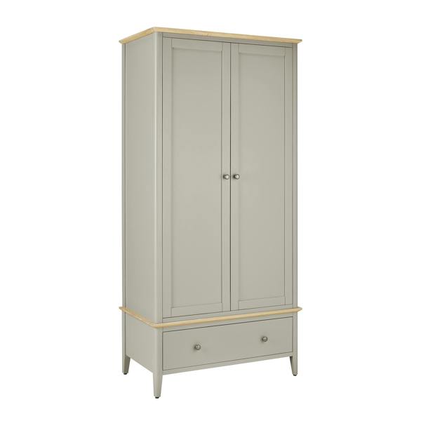 Statement Furniture Pembroke Double Wardrobe with Oak Top Modern 2 Door Wooden Storage