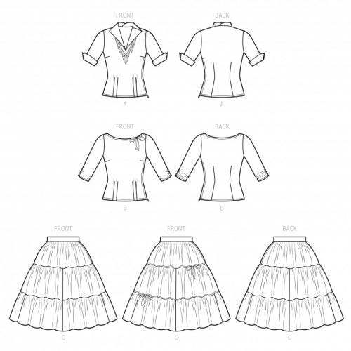 Simplicity Sewing Pattern 9537, Tops, Skirts, Vintage Style for Women, H5 (6-8-10-12-14) - Intermediate
