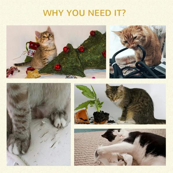 Cats playing and resting on a floor-to-ceiling cat tree with hammock and platforms