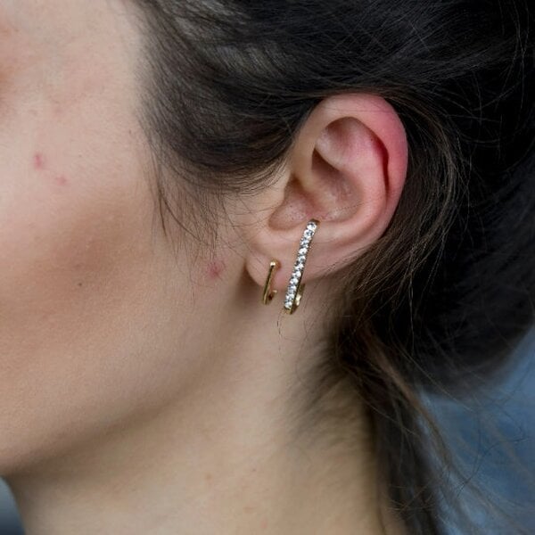 The Colourful Aura Silver U Shape Ear Wrap Zircon Crawler Cuff Irregular Hook Ear Climber Earring