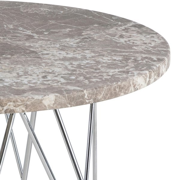 Furniture To Go Prunus Round Side Table with Grey-Brown Marble Top