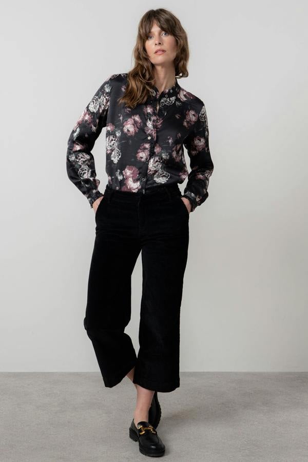 Lily & Me Isla Stretch Jumbo Cord Cropped Trousers Black