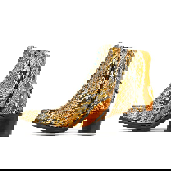 Embassy London Texas - Black & Orange Snake - Women's Leather Snake Print Western Boot