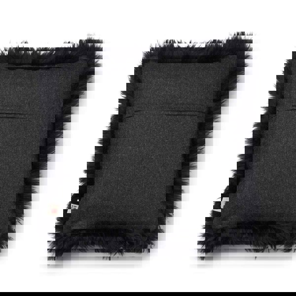 Wool Cushion | LW trim  | 52x52 cm Charcoal/Black