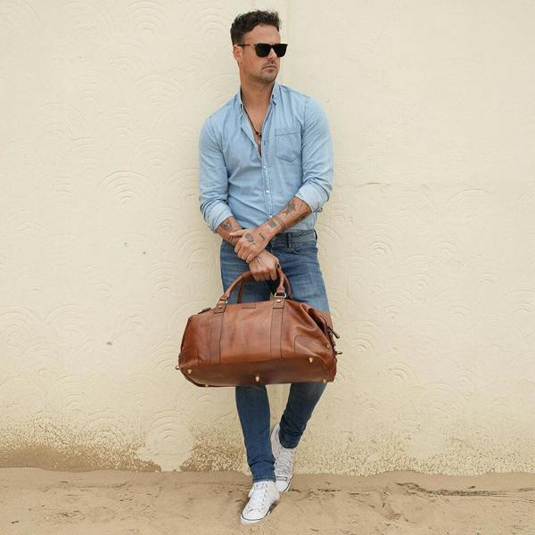PRIMEHIDE Leather Holdall Vintage Style Duffle Bag Ridgeback