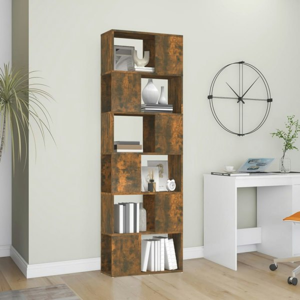 Berkfield Book Cabinet/Room Divider Smoked Oak 60x24x186 cm