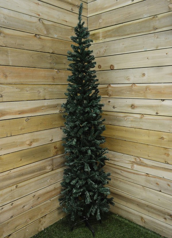 Samuel Alexander 2.2m (7.5ft) Premier Plain Green Spruce Pine Slim Christmas Tree with Stand
