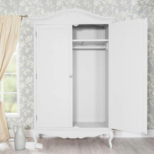 Statement Furniture Juliette Double Wardrobe with Crystal Handles French Style 2 Door Bedroom Storage