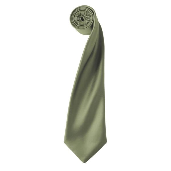 Premier Mens Plain Satin Tie (Narrow Blade) - Olive