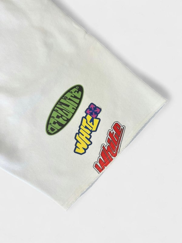 Off - White Arrow Sticker Sweatshorts White - Supplied FashionOff - White