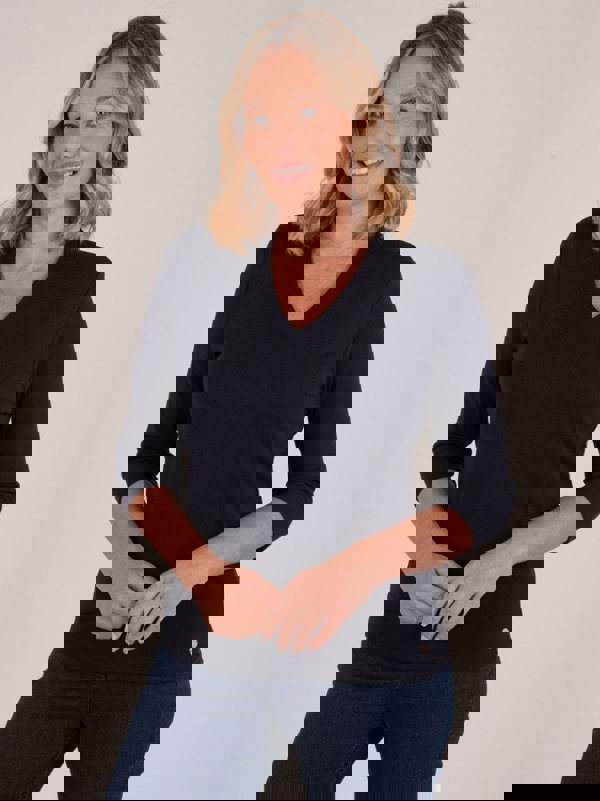 PennyPlain High Back V-neck Top - Navy