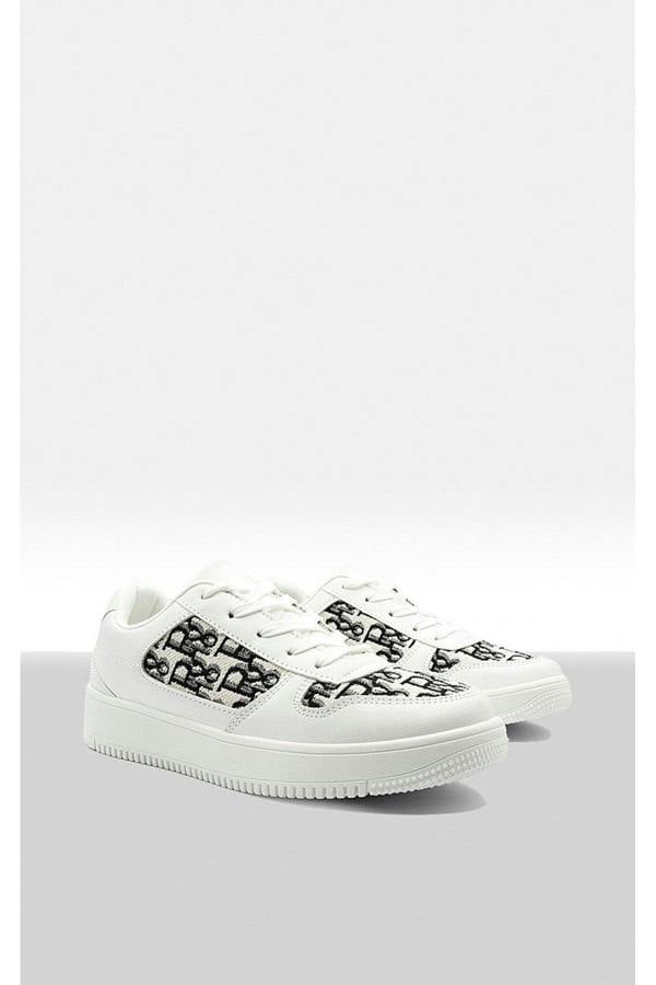 Raina Lace Up Platform Trainers - White