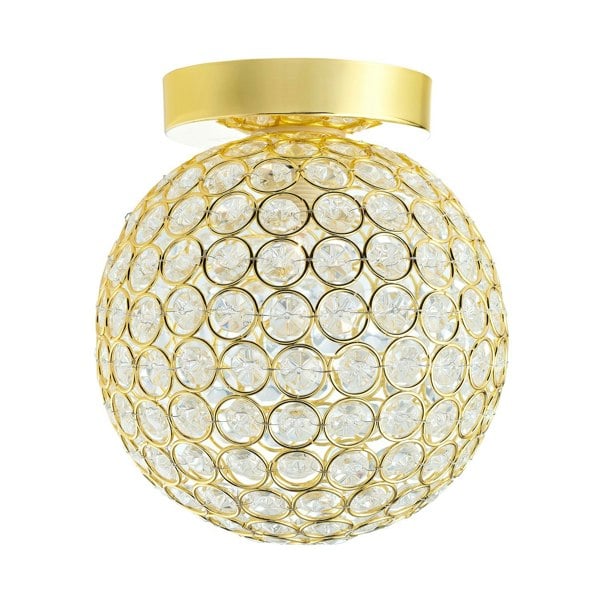 Modern Polished Gold and Beaded Glass IP44 Bathroom Ceiling Light Image 1