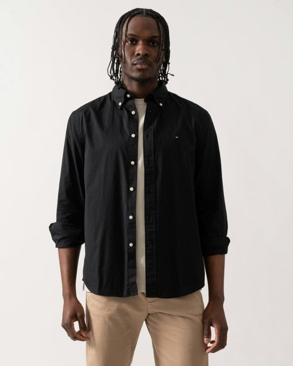 Tommy Hilfiger Core Flex Poplin Mens Long Sleeve Shirt - Black