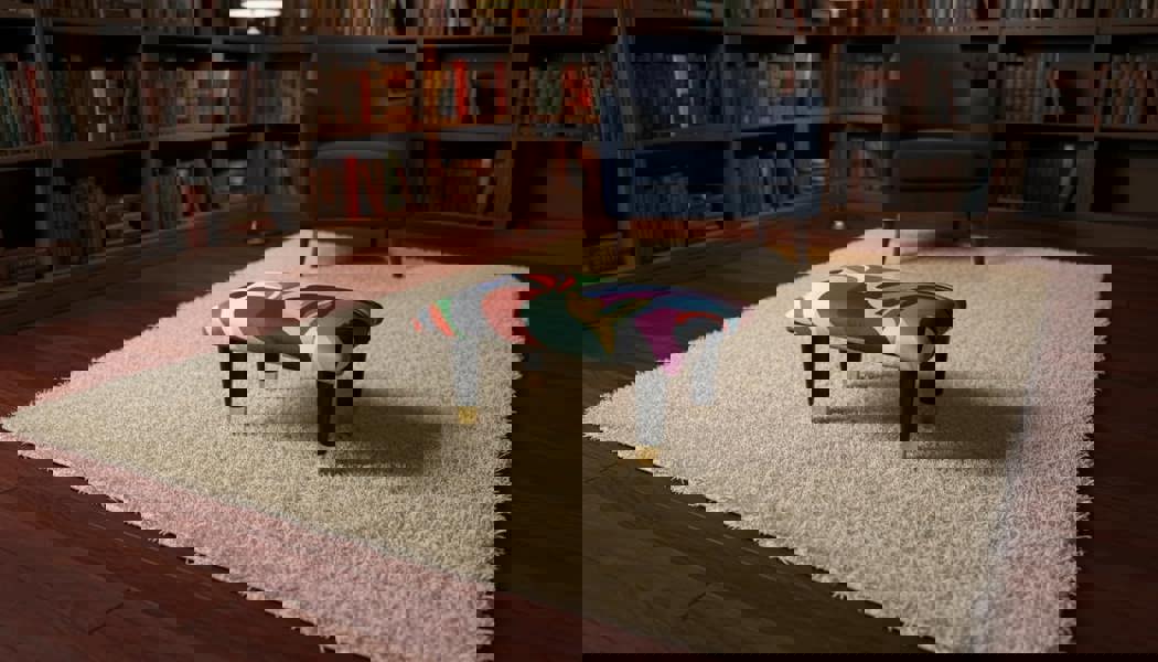 Small multi-colour footrest pouffe handmade in the UK - ISTOOLS 