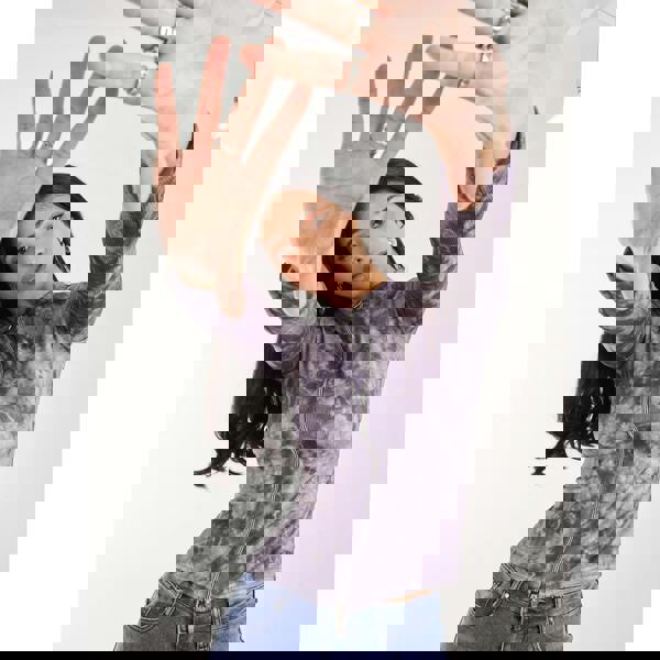 Pink Vanilla Acid Distressed Look Double Zip Top