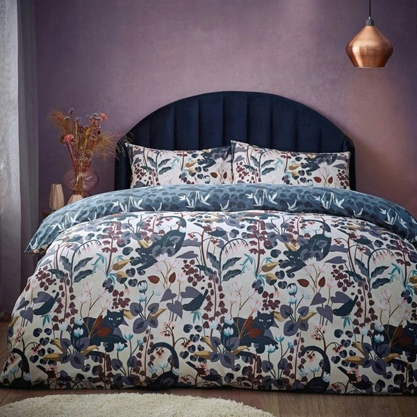 Furn Midnight Reversible Panther Duvet Cover Set - Dusky Blue