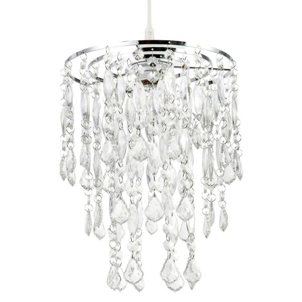 Chandelier Style Pendant Light Shade with Tiers of Clear Acrylic Drops Image 5
