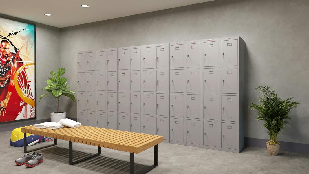 Phoenix Safe Phoenix PL Series PL1430GGK 1 Column 4 Door Personal locker in Grey with Key Locks