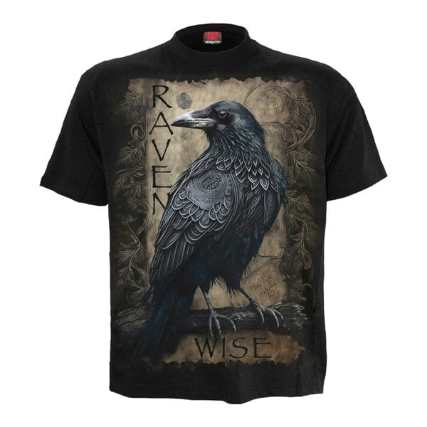 Spiral Direct Unisex Adult Raven Wise T-Shirt - Black