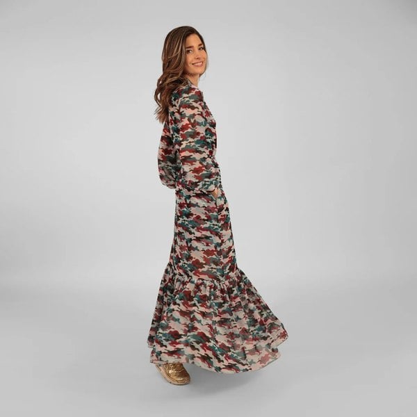 Ilu Long Sleeve Maxi Shirt Dress Sunset Camo