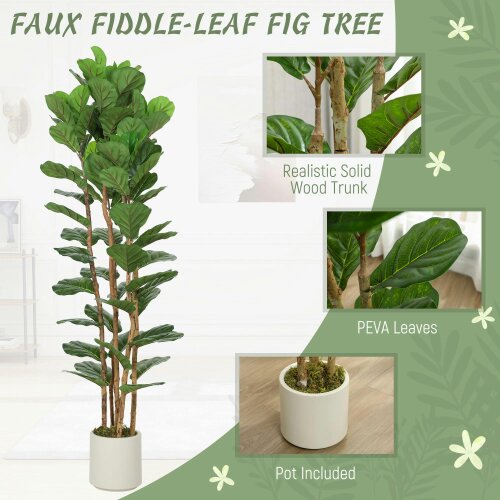 Wyld Haus Racori Artificial Fiddle Leaf Fig Style Tree With Full Canopy 180cm Green