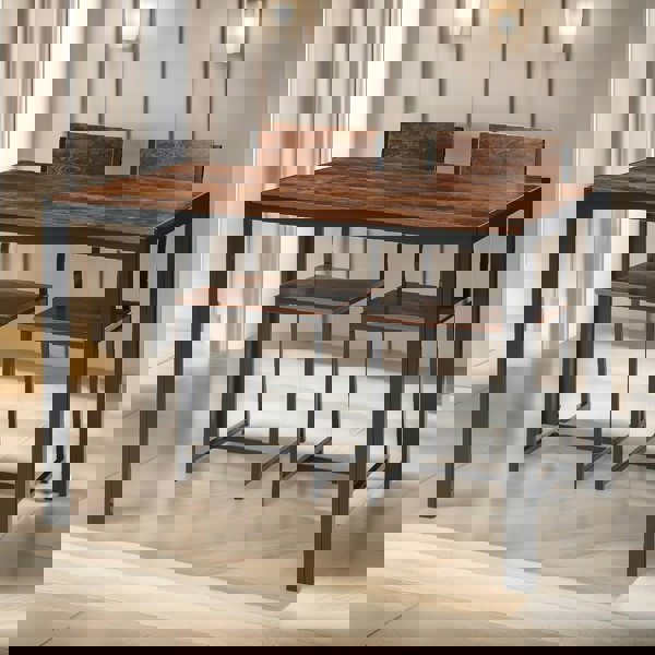 Rafaelo Mobilia Industrial Compact Dining Table Set With 1 Bench And 2 Chairs Rustic Brown