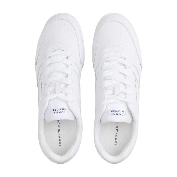 Tommy Hilfiger Mens Lopro Leather Trainers - White - 