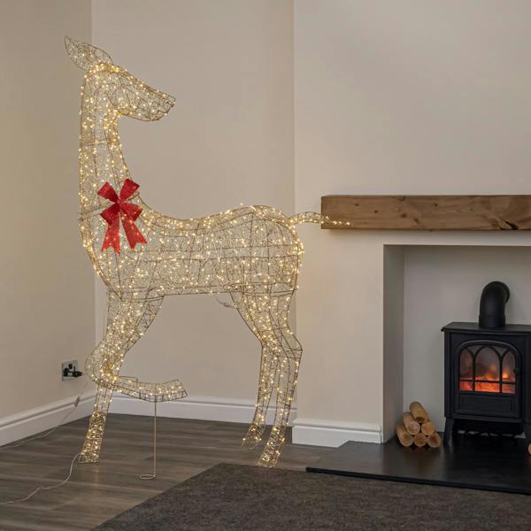 Samuel Alexander 1.75m Light up Gold Twist Christmas Reindeer 880 Warm White LEDs