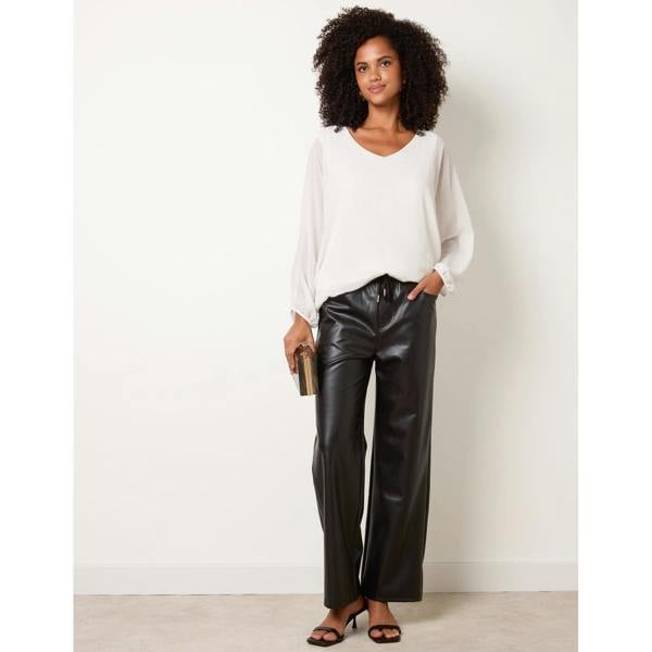 Blue Vanilla PU Wide Leg Trousers