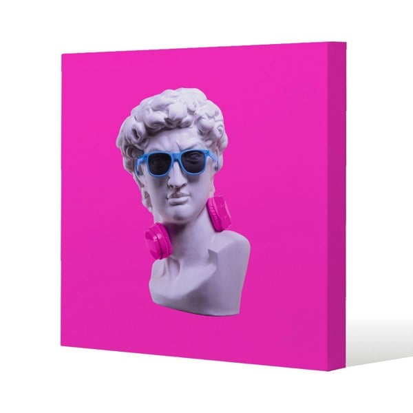 Benjamin Tate Design Plaster statue of David's head in blue sunglasses (Canvas Print)