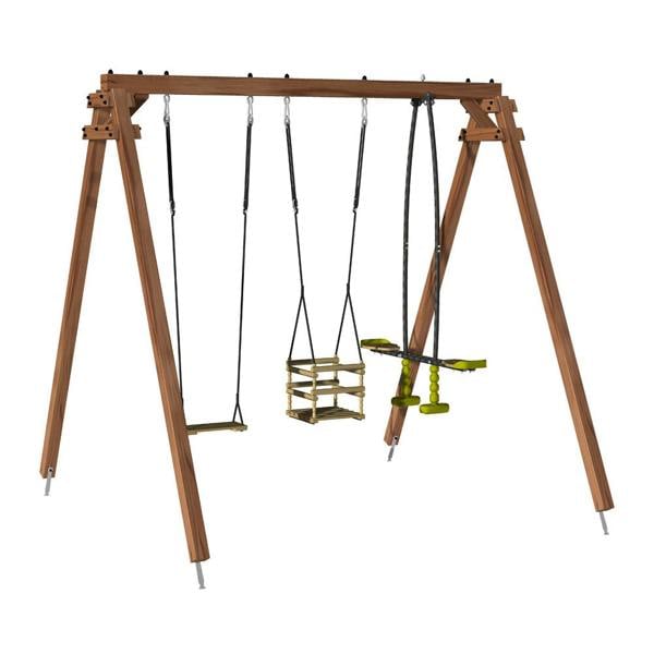Soulet Pierre Infant & Child Triple Wooden Swing Set