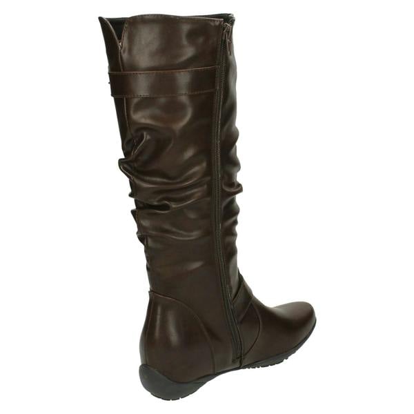 Down to Earth Ladies Down To Earth Flat High Leg Rouched Boots