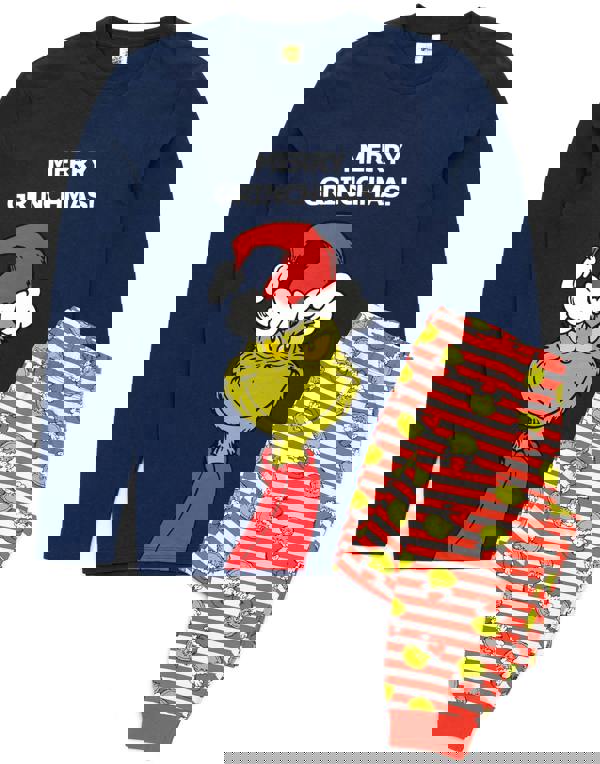 The Grinch Mens Blue Merry Grinchmas Long Sleeve Long Leg Pyjama Set