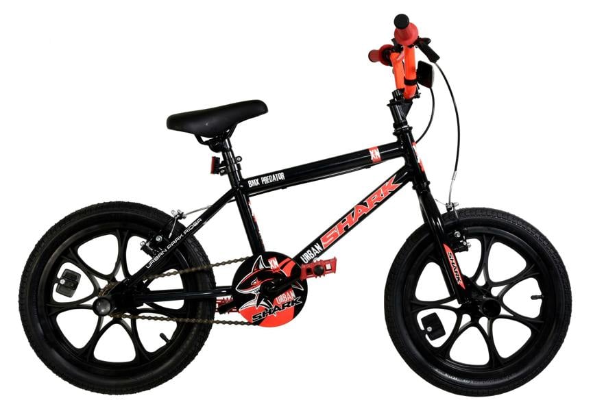 XN Urban Shark Kids 16" BMX Bike - Gloss Black/Red