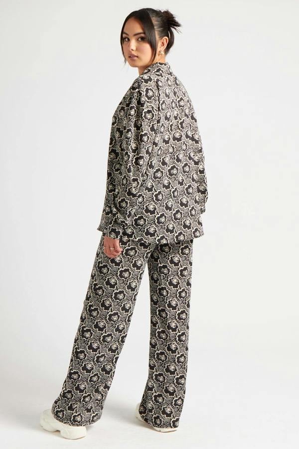 Urban Bliss Stencil Floral Oversized Shirt Co-ord