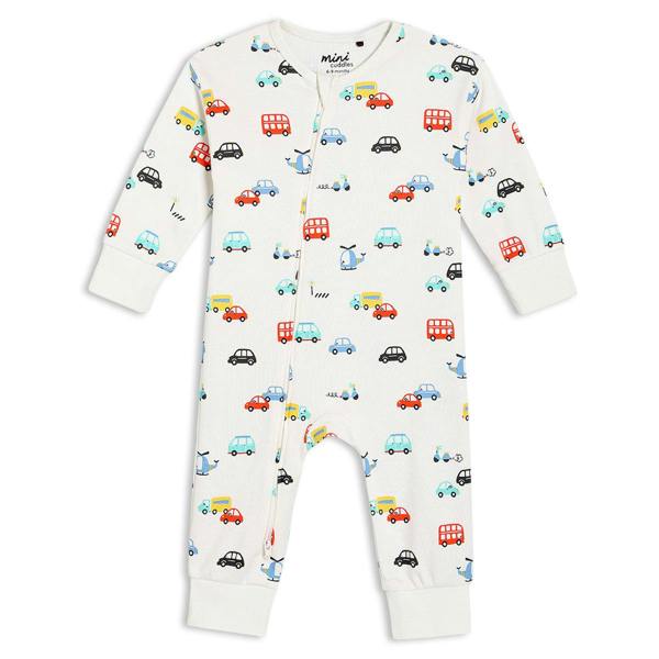 Mini Cuddles Baby Boys Vehicle Printed Romper, Multicolour