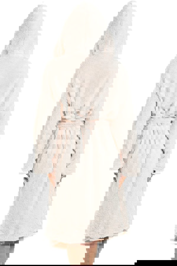 Camille Womens Pink Supersoft Fluffy Fleece Hooded Robes